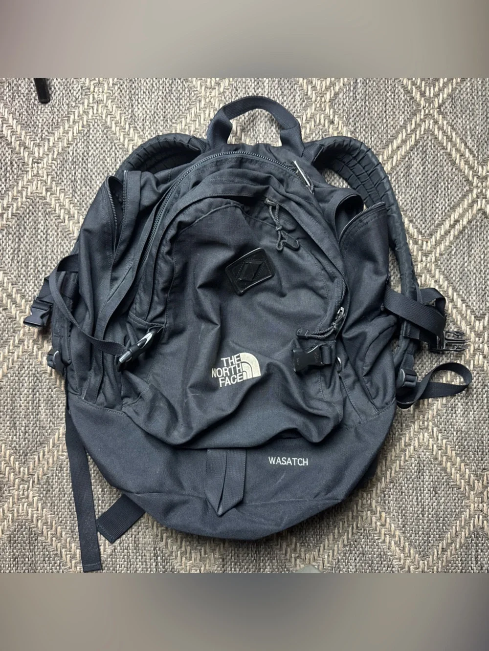 VTG The North Face Wasatch Black Outdoor Hiking Travel Backpack
